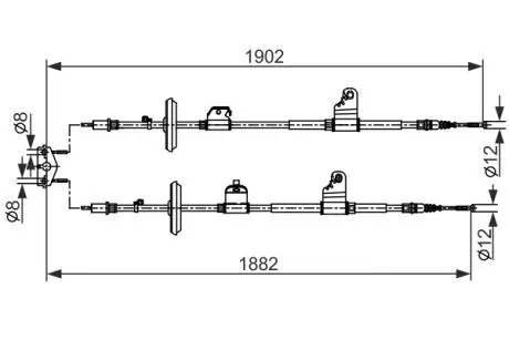 OPEL Трос ручного гальма MOKKA 1.4-1.8 13-, CHEVROLET TRAX 1.4-1.8 12- BOSCH 1987482562