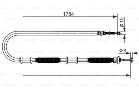 Трос ручника (задний) (R) Fiat Doblo 05- (1784) BOSCH 1 987 482 587 (фото 1)