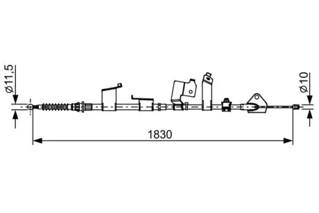 Трос стояночного гальма задн Лів (1830мм) TOYOTA AURIS 1.2-2.2D 11.06-12.18 BOSCH 1987482652