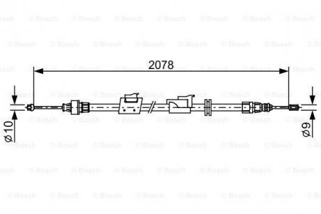 Трос ручника (L) Ford Mondeo/Galaxy 06-15 (L=2078) BOSCH 1 987 482 706 (фото 1)