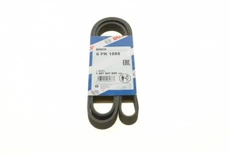 Ремінь генератора поліклиновий VW T5/Amarok 2.0TDI 09-/Ford Focus/Kuga/Galaxy 98-/Opel Astra J/Insignia A 1.6 08- (6PK1555) BOSCH 1 987 947 949