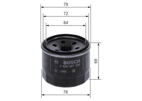 Масляний фільтр TIVOLI, 01.15- BOSCH F026407329