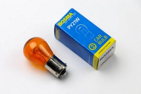 Автолампа BAU15S 12V 21W PY21W Янтарный в коробке 1шт Bosma 0287S