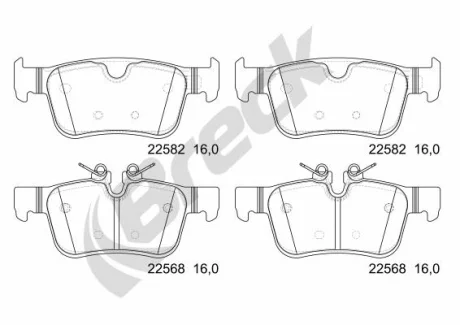 Керамічні гальмівні колодки задн, VOLVO S60 III, S90 II, V60 II, V90 II, XC60 II 2.0-2.0H 03.16- BRECK 225680055400