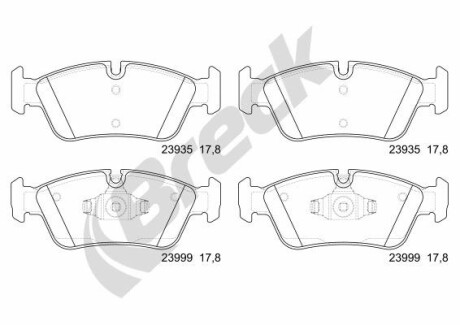 Тормозные колодки (передние) BMW 1 (E87)/ 3 (E90) 1.6/2.2/2.0D 04-11 (Ate-Teves) Q+ BRECK 239350070100