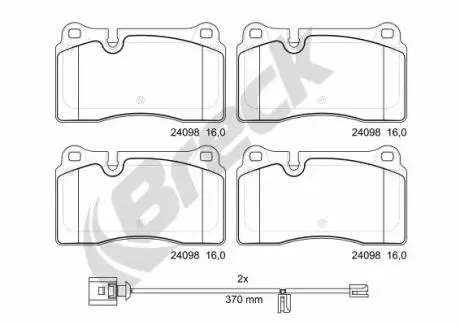 Керамічні гальмівні колодки передн, AUDI A3, TT, CHEVROLET CORVETTE, SEAT LEON, LEON SC, LEON ST, LEON/HATCHBACK 2.0/2.5/6.2 07.09-08.20 BRECK 240980055110