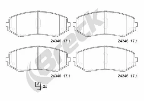Комплект гальмівних колодок передн, SUZUKI GRAND VITARA I, GRAND VITARA II 1.6-3.2 03.98- BRECK 243460070100