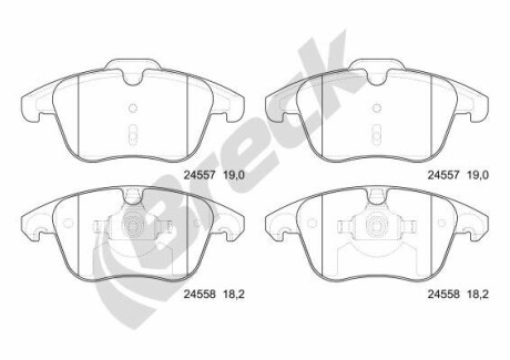 Колодки гальмівні (передні) Citroen C4 09-/C4 Grand Picasso 06-13/Peugeot 3008 11-16/5008 09-17 BRECK 245570070100