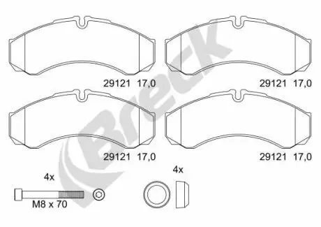 Тормозные колодки IVECO P. DAILY II 99- BRECK 291210070300