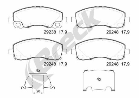 Колодки гальмівні MITSUBISHI T. CANTER 35/55 01- BRECK 292380070300