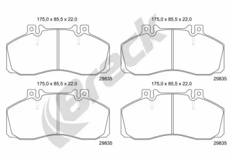 Колодки тормозные (передние) MB 609-814/Vario BRECK 298350090210