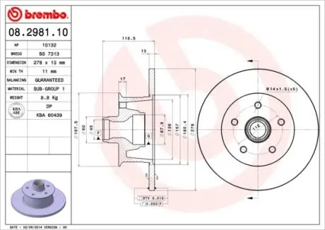 Тормозной диск BREMBO 08298110