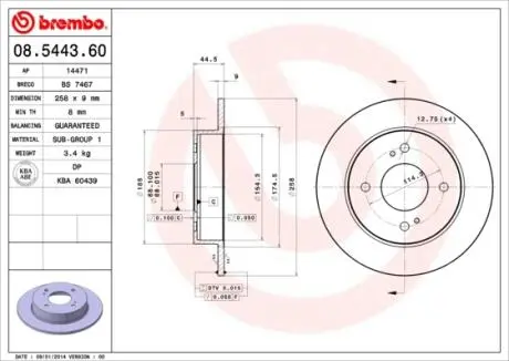 Гальмівний диск BREMBO 08544360