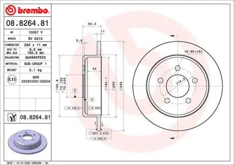 Гальмівний диск BREMBO 08.8264.81