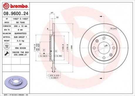 Тормозной диск BREMBO 08960024 (фото 1)