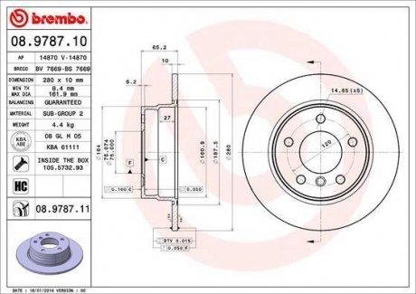 Тормозной диск BREMBO 08978711 (фото 1)