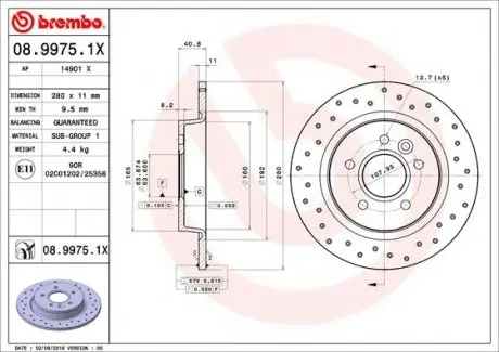 Тормозные диски BREMBO 0899751X