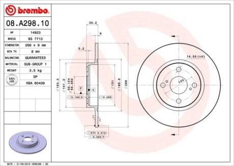 Тормозной диск BREMBO 08A29810