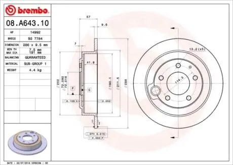 Тормозной диск BREMBO 08A64310
