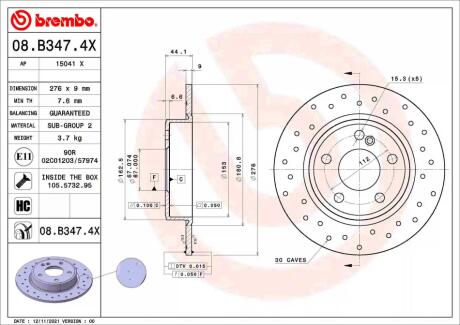 Гальмівний диск BREMBO 08.B347.4X
