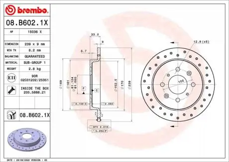 Автозапчасть BREMBO 08B6021X