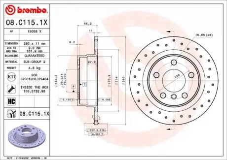 Автозапчасть BREMBO 08C1151X