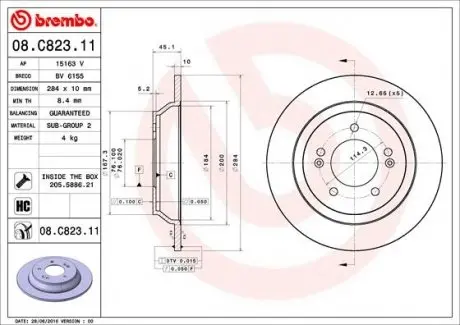 Тормозной диск BREMBO 08.C823.11