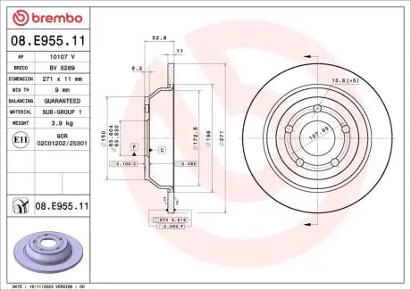 Гальмівний диск BREMBO 08.E955.11