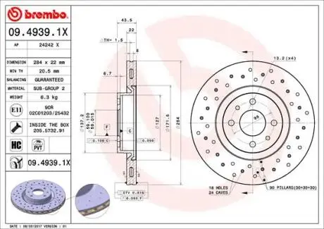 Тормозные диски BREMBO 0949391X