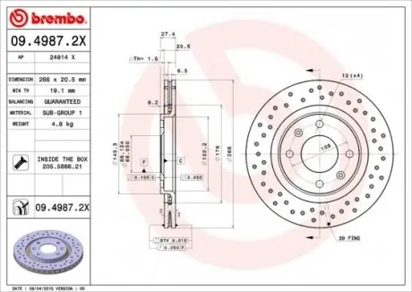 Тормозной диск BREMBO 0949872X