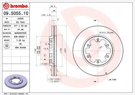 Тормозной диск BREMBO 09505510