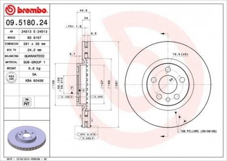 Тормозной диск BREMBO 09518024 (фото 1)