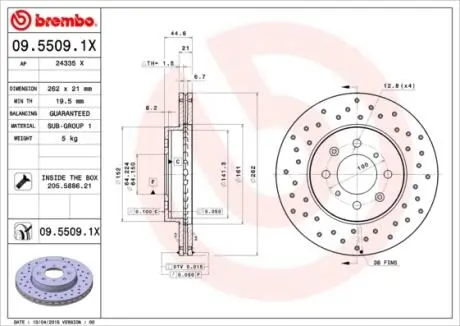 Гальмівний диск BREMBO 09.5509.1X