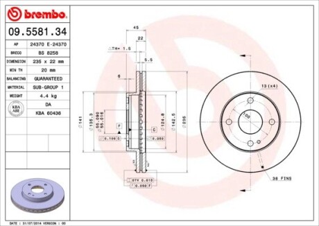 Тормозной диск BREMBO 09558134