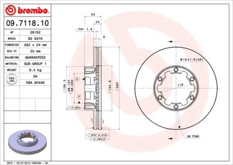 Гальмівний диск BREMBO 09711810