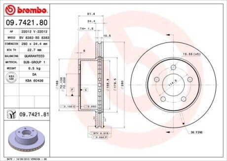 Диск гальмівний передн BREMBO 09742181