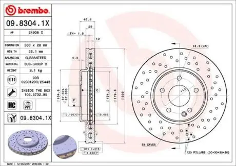 Тормозной диск BREMBO 09.8304.1X