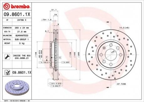 Тормозные диски BREMBO 0986011X (фото 1)
