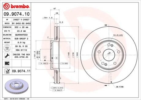 Тормозной диск BREMBO 09907411