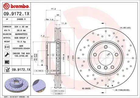 Тормозной диск BREMBO 09.9172.1X