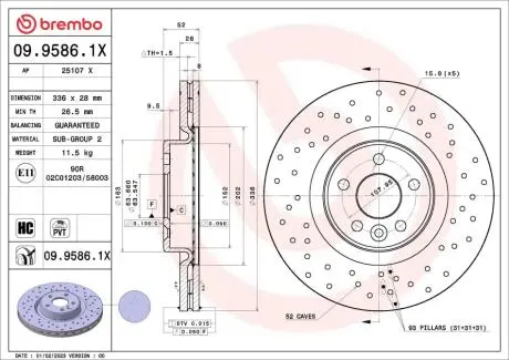 Гальмівний диск BREMBO 09.9586.1X