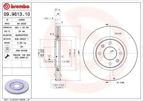 Тормозной диск BREMBO 09961310