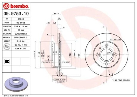 Тормозной диск BREMBO 09975310