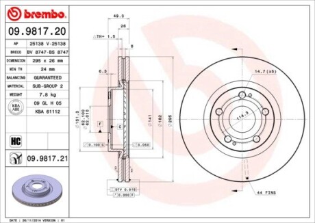 Тормозной диск BREMBO 09981720