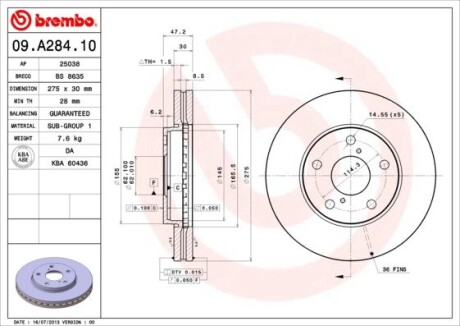 Тормозной диск BREMBO 09A28410