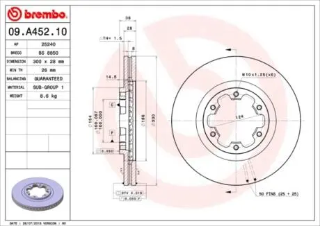 Тормозной диск BREMBO 09A45210