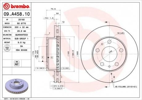 Тормозной диск BREMBO 09A45810