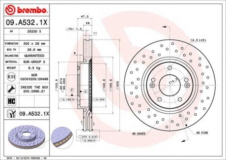 Тормозной диск BREMBO 09.A532.1X (фото 1)