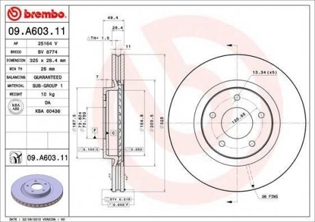 Тормозной диск BREMBO 09A60311