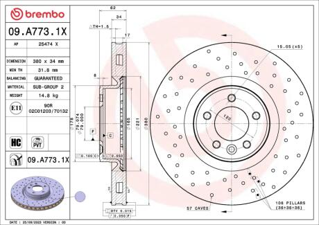 ГАЛЬМІВНИЙ ДИСК BREMBO 09.A773.1X